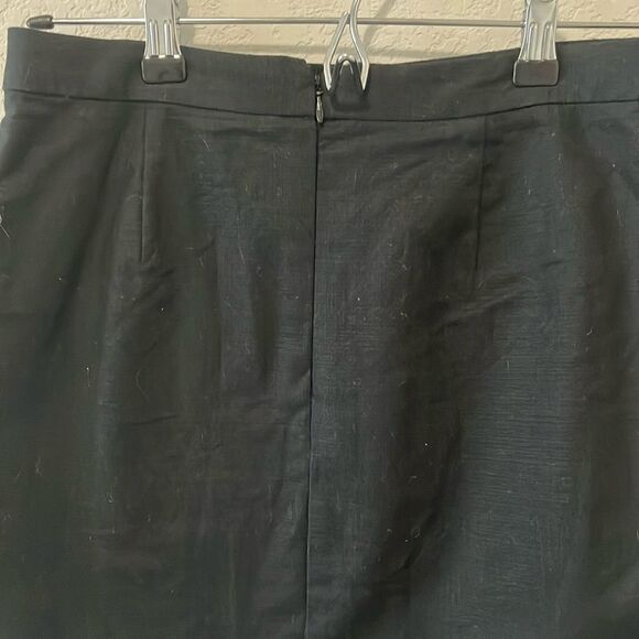 J.CREW Black Linen Pencil Shirt with Crochet Detailing, Size 2P - Picture 5 of 10